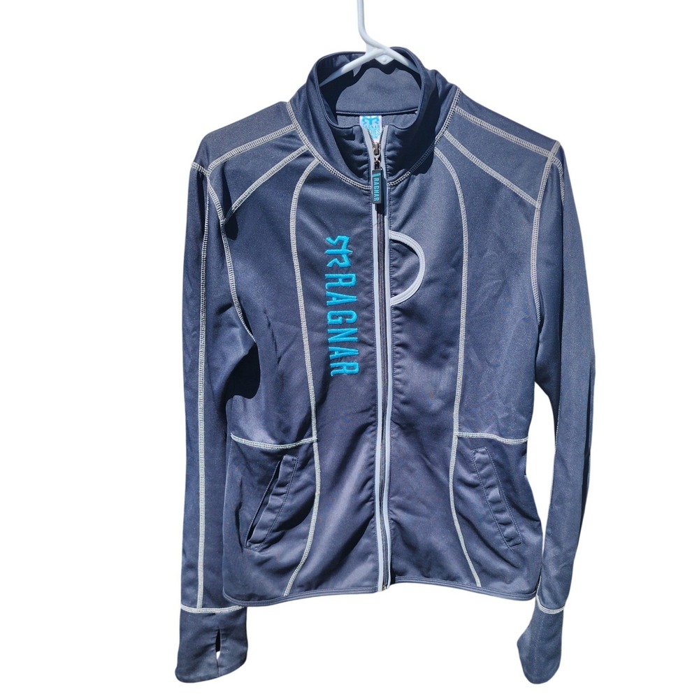 Ragnar Relay Series Hoodie Womens Medium Gray Teal Blue Embroidered Pullover